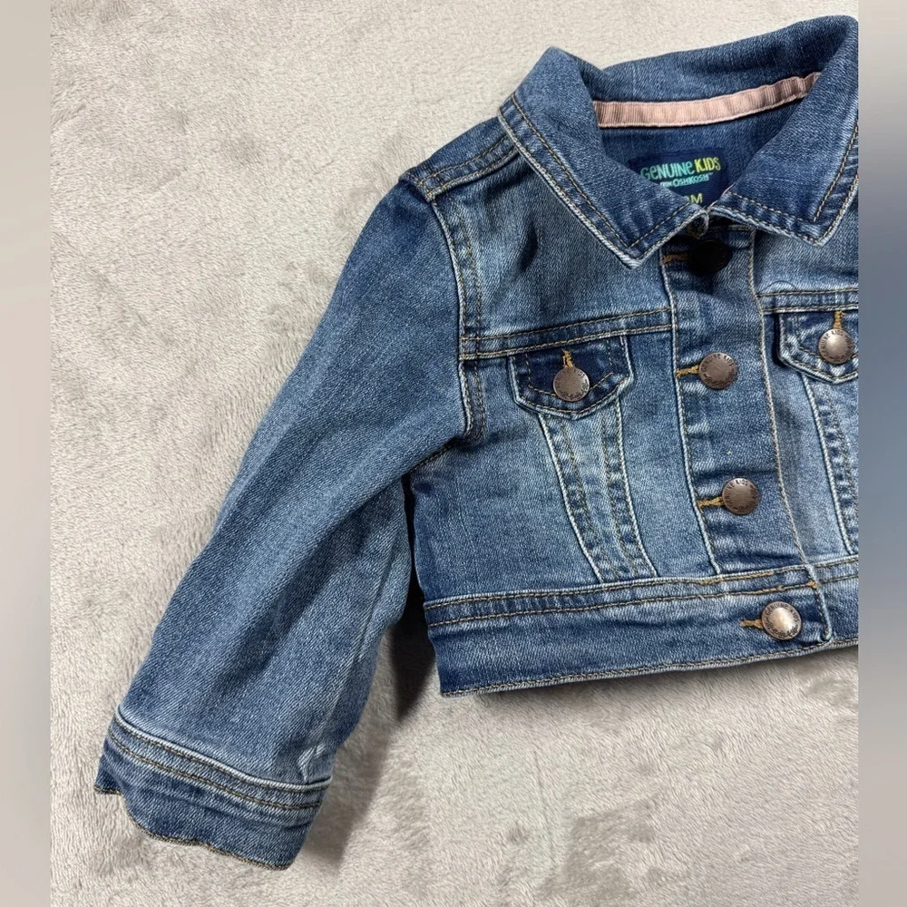 Genuine Kids OshKosh Blue Jean Denim Snap Front Jacket Size Girls 12 Months